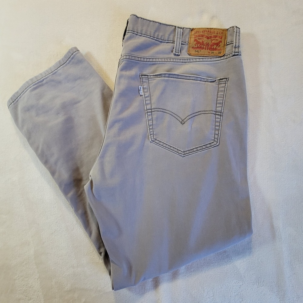 Levis 541 Athletic Taper Pants Mens 38x32 Gray Performance Stretch Chinos